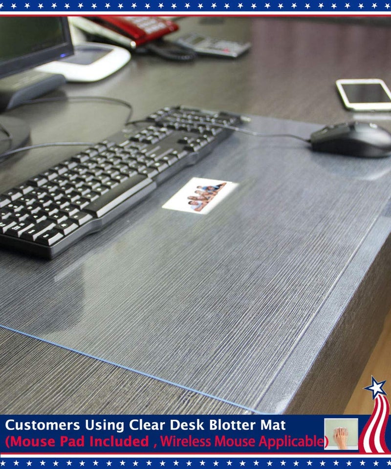 Easy Easy Life Clear Desk Pad Blotter Office Table Protector on Top of Desks for Laptop Computer Keyboard Desktop Plastic PVC Transparent Desk Writing Mat Organizer with Mouse Pad Non-Slip Waterproof 17 X 36 Inches - Image 2